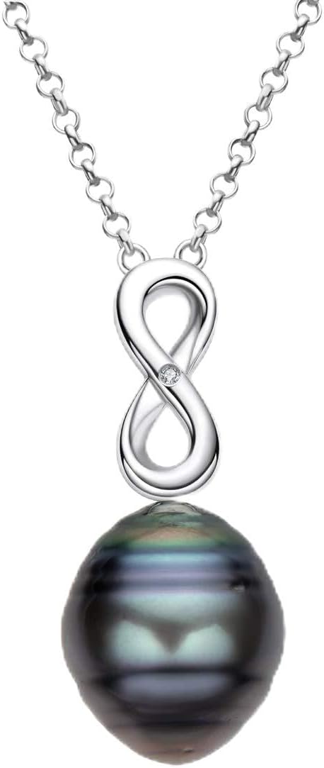 Black Pearl Pendant Necklace Tahitian South Sea Cultured Baroque Pearls Necklaces with 18" Sterling Silver Chain Jewelry Gifts for Women