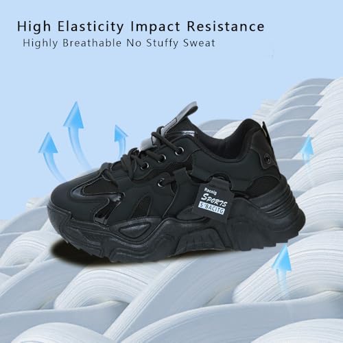 Chunky Sneakers for Women,Anti Slip Fashionable Retro Height Increasing Lace up Shoes,Breathable Verastile Casual Style3