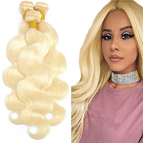 muaowig 613 Blonde Bundles Body Wave 14 16 18 Inch Brazilian Virgin Hair 3 Bundles Wet And Wavy Bundles Unprocessed Remy Hair 613 Bundle Honey Blonde Color