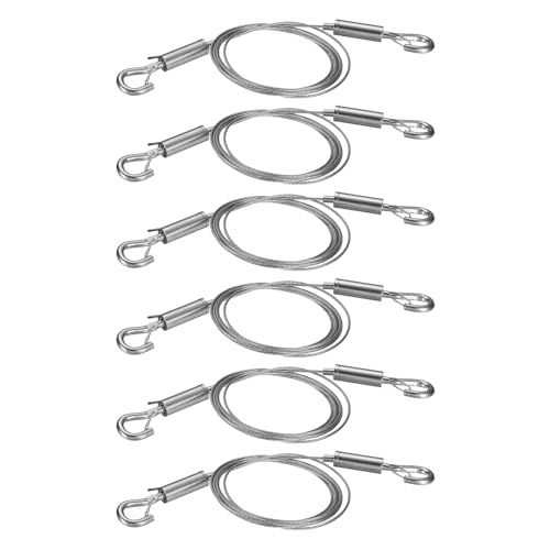 Image of Uxcell 6pcs Heavy Duty Picture Hanging Wire Kit, 1.5m x 1.5mm Copper Iron Wire with Nickel Finish, 90 Kg /198 Lbs Load, Silver Tone Hooks, for Artwork, Mirrors, Frames