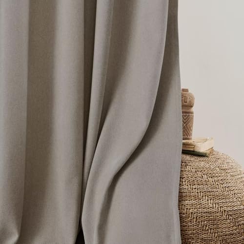 Image of Joydeco Light Filtering Curtains 72 Inch Length for Bedroom, Faux Linen Curtains 72 Inch Length 2 Panels Set for Living Room, Semi Sheer Curtains 72 Inches Long with Rod Pockets(52x72 inch, Birch)
