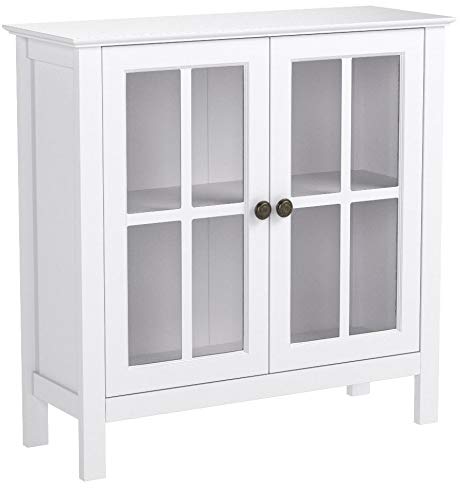 OS Home and Office Furniture Transitional Wood Accent Display Cabinet in White