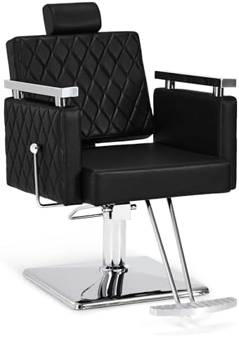 BarberPub sillón de peluquería con bomba hidráulica 360º (negro)