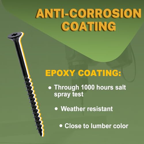 Image of LIONMAX Deck Screws #14 x 6 Inch, 100 PCS, Black Long Wood Screw, Rust Resistant, Exterior Epoxy Coated for Outdoor Decking, Torx /Star Drive Head, T30 Star Bit Included