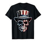 4th of July Shirt American Flag Skull Skeleton for Women Men T-Shirt