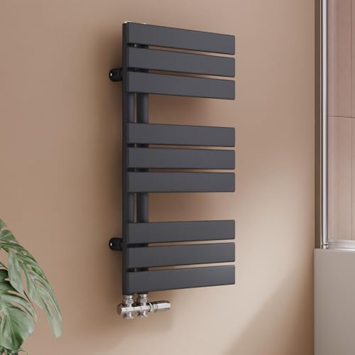 S'AFIELINA Radiador de diseño para baño, radiador toallero, Gris Antracita, Panel Plano, conexión Lateral, 762x400mm, radiador para baño, secador de Toallas,360 vatios.