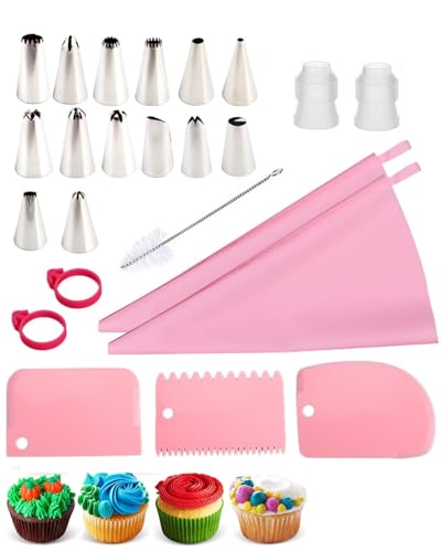 Image of 24PCS Piping Bags and Nozzles, Piping Bags with Nozzles Set, Piping Bags and Nozzles, Professional Cake Decorating Set, Piping Bags with Nozzles Set for Baking & Pastry