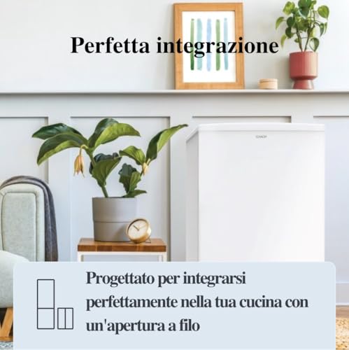 Candy COT1S45EWH Friteuse Petit avec congélateur, 106 litres, Monoporte, de Table, Chambre, Bureau, Camping, Silencieux, Température réglable, Autonome Rangement, 50 x 57 x 85 cm Blanc