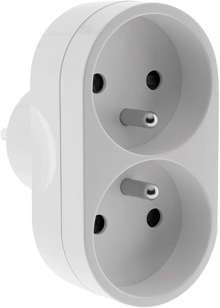 Zenitech - Multiprise biplite pour façade 16A - Blanc - 1