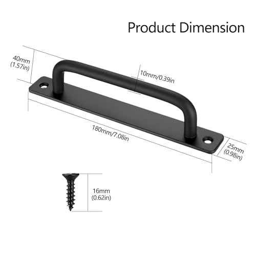 YITYDaMai 2 Stk Schiebetür Griffe, Edelstahl Türgriffe, Scheunentorgriffe, Schiebe Türgriff mit Platte, Gartentür Griffe für Schrank, Scheunentor, Schiebetüren, Schuppentür Griffe (Schwarz)