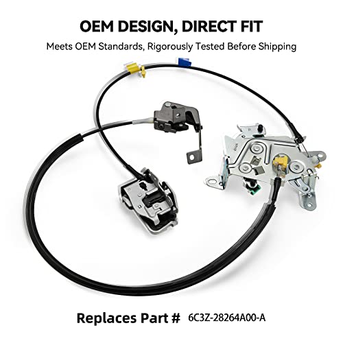 Image of SYERAL Door Lock Latch & Cable Passenger Side Rear Right 6C3Z-28264A00-A Compatible with 1999-2007 F250 F350 Super Duty, Upper and Lower Latches Assembly