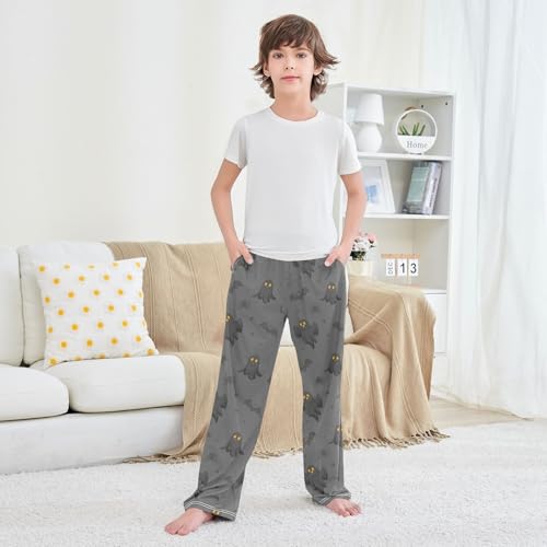 Boys' Pants Halloween Ghost Bat Spider Long Bottoms Jogger Pants Elastic Waist Trousers with Pockets S-XL3