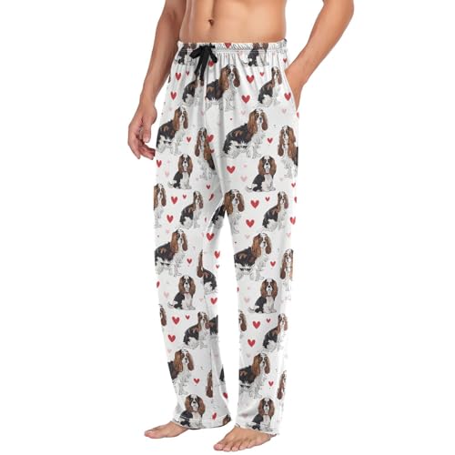 Cavalier King Charles Dog Small Heart Pajama Pants Mens Lounge Pjs3