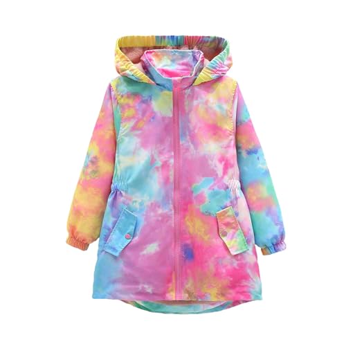 duxyoz Girls Boys Rain Jacket Winter Coats Thick Warm Hooded Waterproof Windproof Long Raincoats Windbreaker Fleece Lined Plush Trench Coat Stand Collar Hoodie Outwear With Pockets 8-9 Years
