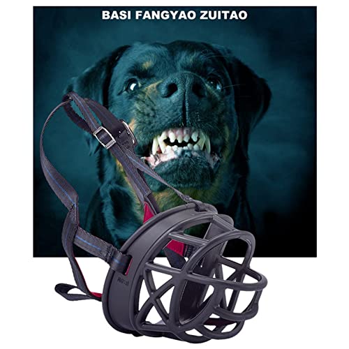 Dog Muzzle Breathable Basket Muzzles For Large And X-Large Dogs, Stop Biting, Barking And Chewing, Best For Aggressive Dogs Black Brown (Black Rubber, L) #TOP1