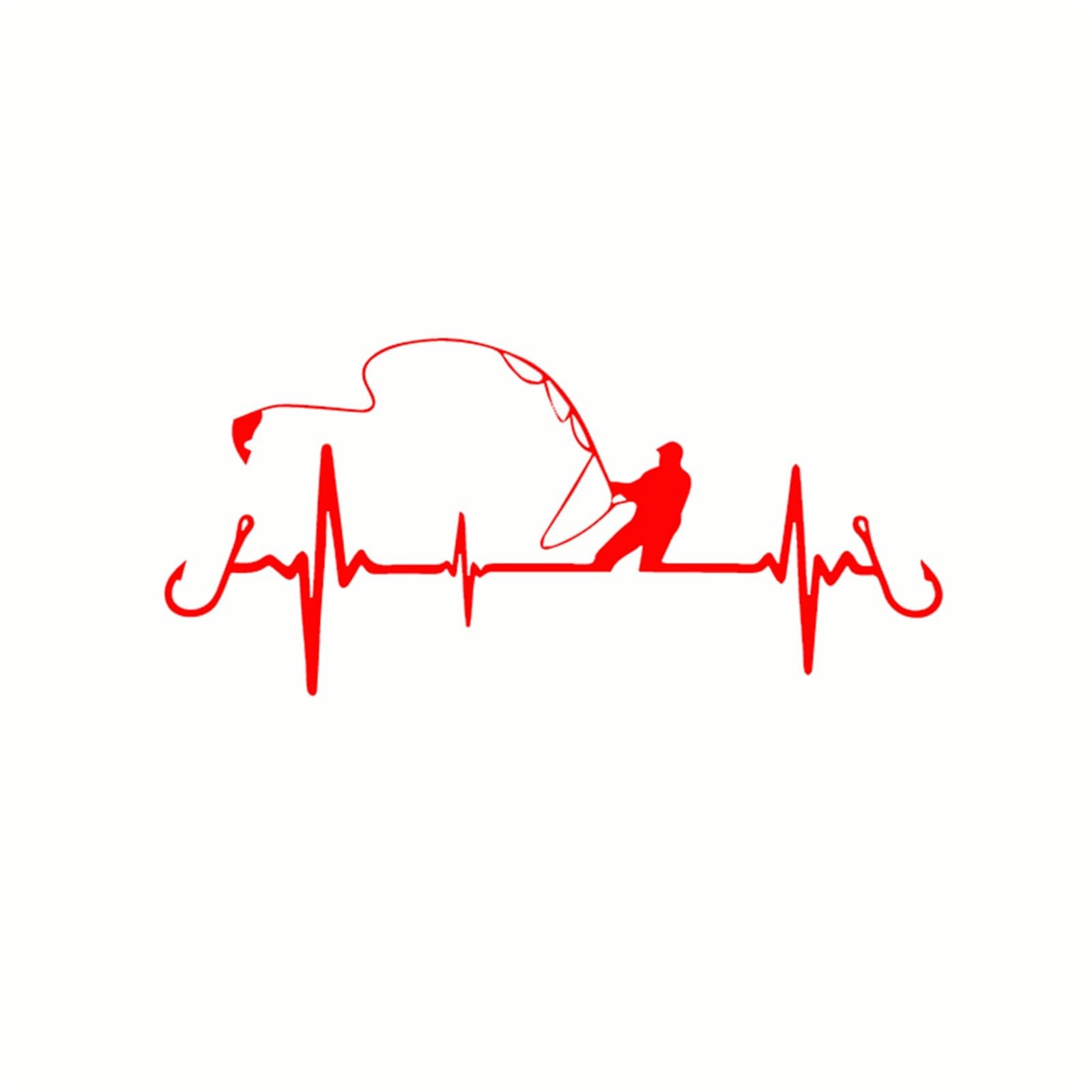 HAfgDJ Car Sticker Heartbeat Fishing Styling Funny Decorative Decal Motorcycle 16.7CM*7.7CM