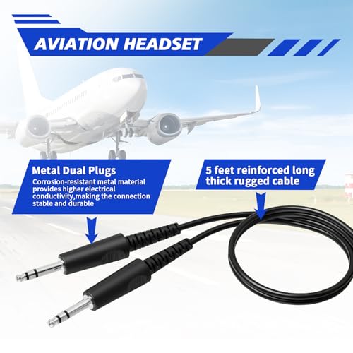 Image of WODASEN Aviation Pilot Headset for Students Flight School Passive Noise Canceling Aircraft Headphones with Boom Mic