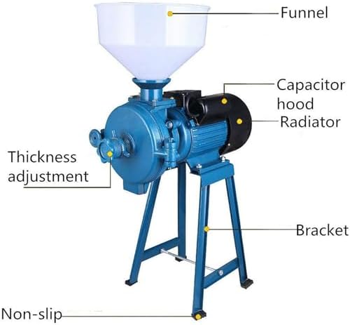 Commercial Stainless Steel Soybean Grinder - 2200W Electric Grain Mill for Flour, Rice, Corn, Coffee & Wheat - Versatile Dry & Wet Cereals Milling Machine with Funnel for Home Use