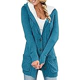 Mosstars Strickmantel Strickjacke Warmer Locker Cardigan Für Damen Bequem Sweater Strickcardigan Strickjacke Langarm ÜbergroßeLang Gestreift Waffel Bequem Winterpullover GemütlichAtmungsaktive