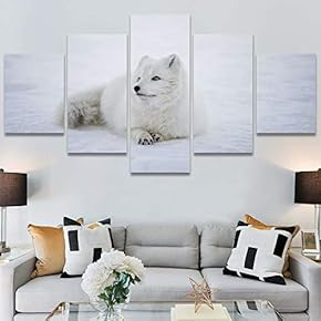 SIGNWIN 5 Panel Canvas Wall Art Animals Black...