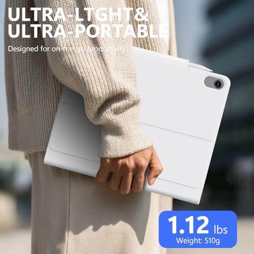 Image of Keyboard Case for iPad 11th (A16) & 10th Generation，Ultra-Light Keyboard with Multi-Touch Trackpad - Backlit Keys,Adjustable Stand Case for iPad 11 inch 2025&10th Gen 10.9 inch (White)