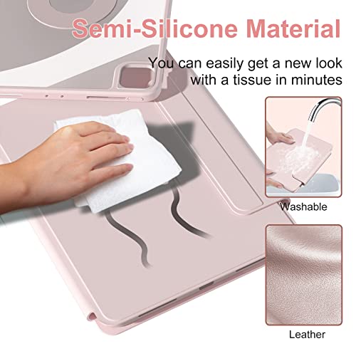 Case For Ipad Pro 11 2022/2021/2020/2018 Gen 1St/2Nd/3Rd/4Th,360 Rotatable With Powerful Magnet,2 In 1 Detachable Clear Case And Washable Semi-Silicone Protective Cover Smart Folio Support Pen Charger #TOP3