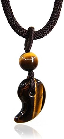 Gemstone 20MM Natural Golden Tiger Eye Japanese Three Sacred Treasures Magatama Adjustable Charm Pendant Necklace
