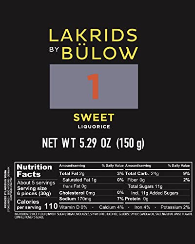 Lakrids By Bülow - 1 - Sweet Licorice - 5.29 Oz - Soft Gourmet Licorice - Gluten Free - Original Danish Candy Sustainably Produced In Copenhagen #TOP7
