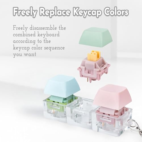 Image of 3-in-1 Colorful Keyboard Fidget Toys for Adults Mechanical Button Keyboard Clicker Keychain for Work Stress Relief (Random Colour)