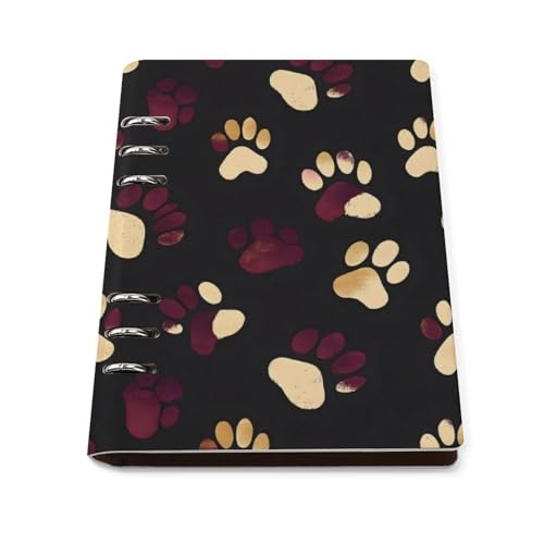 Carnet de voyage ligné A5 cuir, idée cadeau originale avec motif patte de chien doré chic