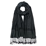 QIUTIMIY Paisley Pashmina Shawl Wrap Women Reversible Vintage Jacquard Pashmina Rave Scarf with Fringe for Evening, Wedding(Flower3-Black)