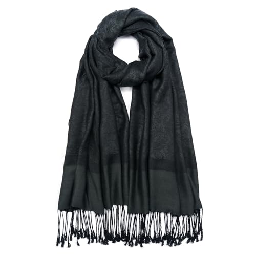 Paisley Pashmina Shawl Wrap Women Reversible Vintage Jacquard Pashmina Rave Scarf with Fringe for Evening, Wedding