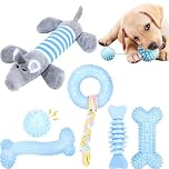 CAMITER 6 Pcs Puppy Toys - Interactive Teething Toys for Boredom,Soft Durable Interactive Toys for Puppies (blue)