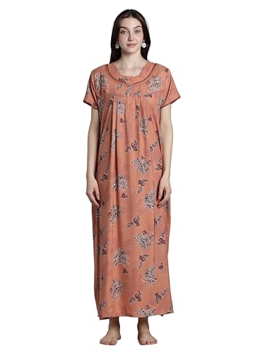 Image of 9shines Label Premium Alpine Maxi Designer Nighty | Floral Print Maxi for Women | Night wear for Women | | Full Length Night Gown for Women | Night Dress for Women Stylish (2467)