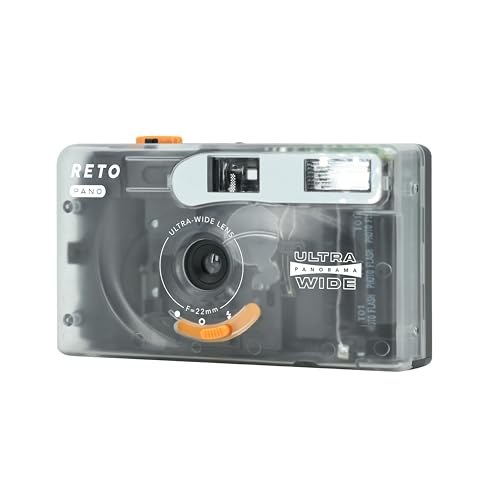 Image of RETO PANO 35mm Film Camera - 22mm Wide Lens, Panorama, Easy Switch, Cinematic Modes, Lens Cover, Built-in Flash, Reusable (Film & AAA Battery are not Included) (Sheer White)