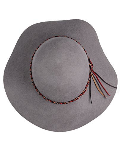 Nyfashion101 Exclusive Women's Felt Braided Trim Floppy Wool Hat, Gray #TOP3