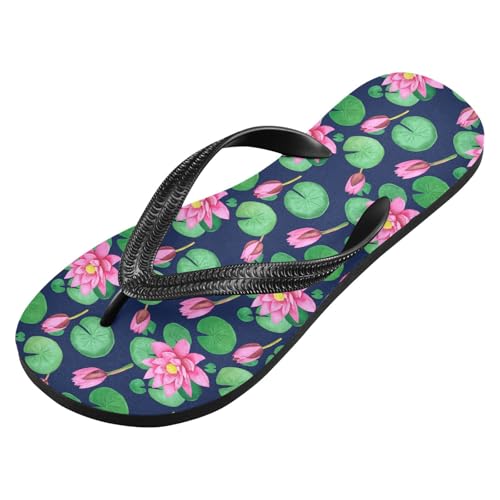 Leaf Flower Blue Flip Flops for Beach Thong Sandals Anti-slip Lightweight Beach Shoes for Summer Outdoor Travel2
