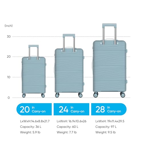 Mjkone 3-Piece Hardshell Luggage Sets with 360° Spinner Wheels, YKK Zippers & TSA-Approved Lock, Ultra Lightweight Suitcases (Diagonal Stripe) in Pink (20+24+28 inch)2