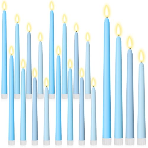 Image of Rossesay 24 Pcs Flameless LED Taper Candles Battery Operated Candles 8.5 inch, 9.65 inch, 10.8 inch, 12.8 inch Flameless Candlesticks Flickering for Christmas Church Wedding(Classic, Ocean Color)