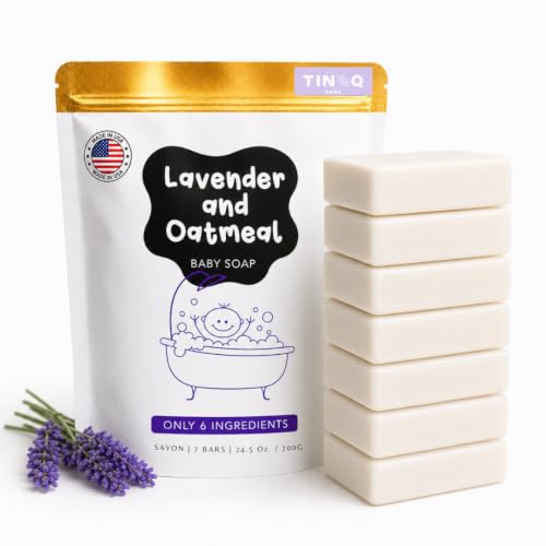 Baby Soap Bar For Sensitive Skin | Natural Bath Soap For Toddlers Kids Adults | Relaxing Organic Lavender Essential Oil | No Artificial Fragrance | Only 6 Ingredients | Vegan | No SLS | 7 Bars