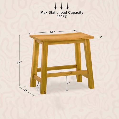Image of Sitting Wooden Stool Indoor & Outdoor, Stool for Office, Home & Garden Use- 18 Inch