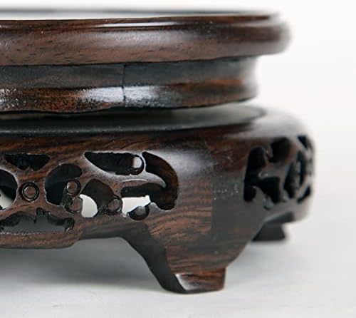 Miniatura 3 de Soporte de exhibición circular negro de madera agria negra para decoración del hogar, florero, estatua de Buda, escultura, pecera, pedestal (5.1