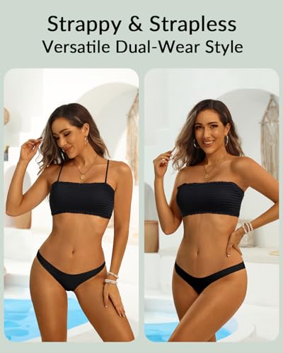 Image of Aqua Eve Women Strapless Bikini Top Only Bandeau Swim Top Tube Top Swimsuit
