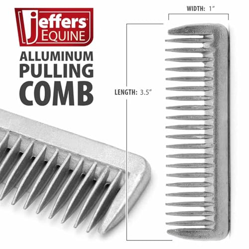 Jeffers Equine Aluminum Pulling Comb – Lightweight Mane & Tail Grooming Comb for Horses – Detangling, Thinning, Equestrian Grooming Tool for Barn, Travel, Show, Tack Kit, Horse Care, Gifts