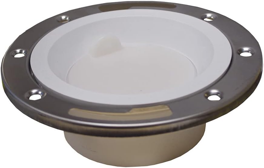 Jones Stephens C57045 3 X 4 PVC CLOSET FLANGE W/SS RING & KNOCKOUT - White