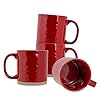 Elanze designs high gloss raw clay bottom 15 ounce ceramic stoneware coffee mugs set of 4 red  urban country home decor