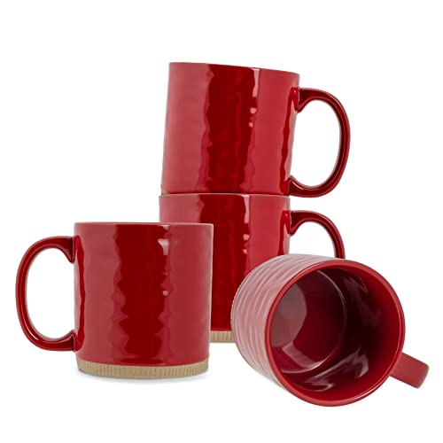 Elanzedesignshighglossrawclaybottom15ounceceramicstonewarecoffeemugssetof4red  Urban Country Home Decor Elanze designs high gloss raw clay bottom 15 ounce ceramic stoneware coffee mugs set of 4 red  urban country home decor