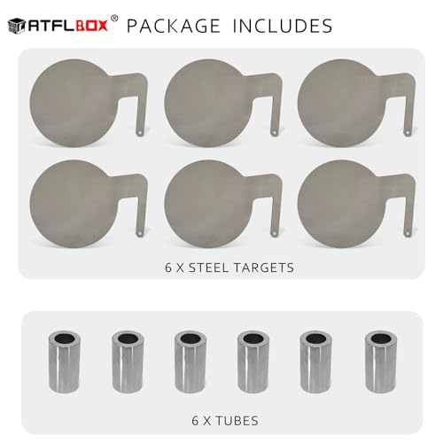 Atflbox 6 Pcs AR500 3/8'' Thick Steel Dueling Tree Targets, 6'' Swing Paddles DIY Shooting Target with Tubes by Atflbox - Image 3