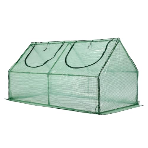 Aoodor 6 x 3 x 3 ft Mini Greenhouse with 2 Zipper Doors, Water-Resistant, UV-Protected for Flowers, Vegetables, and Herbs, Green