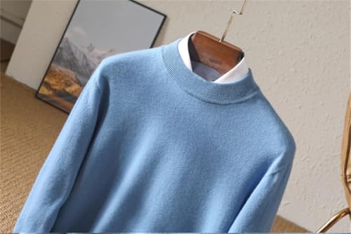 Wjnvfioo Merino Wool Sweater Men's Half High Collar Casual Solid Color Basic Base Cashmere Sweater4